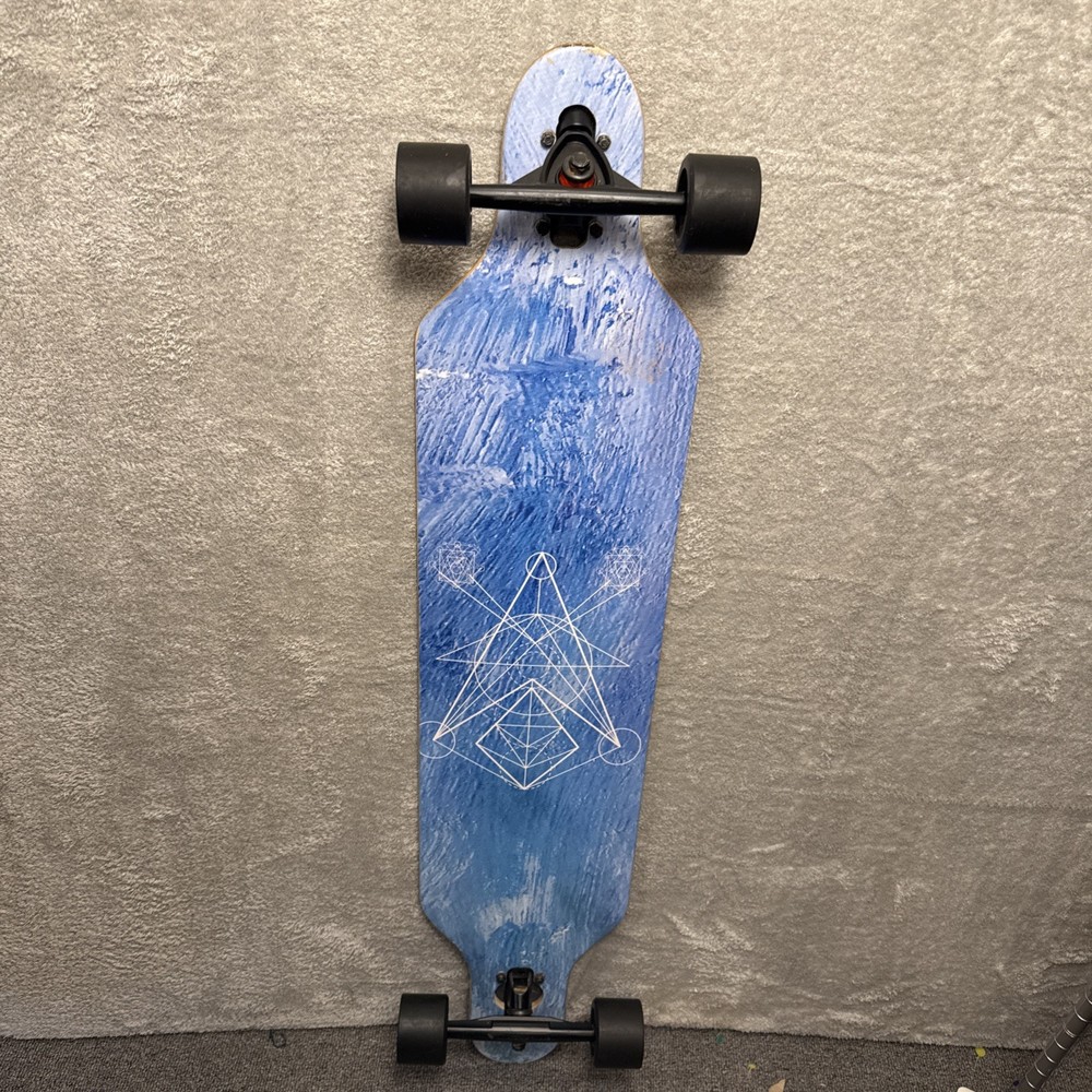 Retrospec Drop Through Longboard Skateboard Cruiser Bamboo Deck Blue Geometric