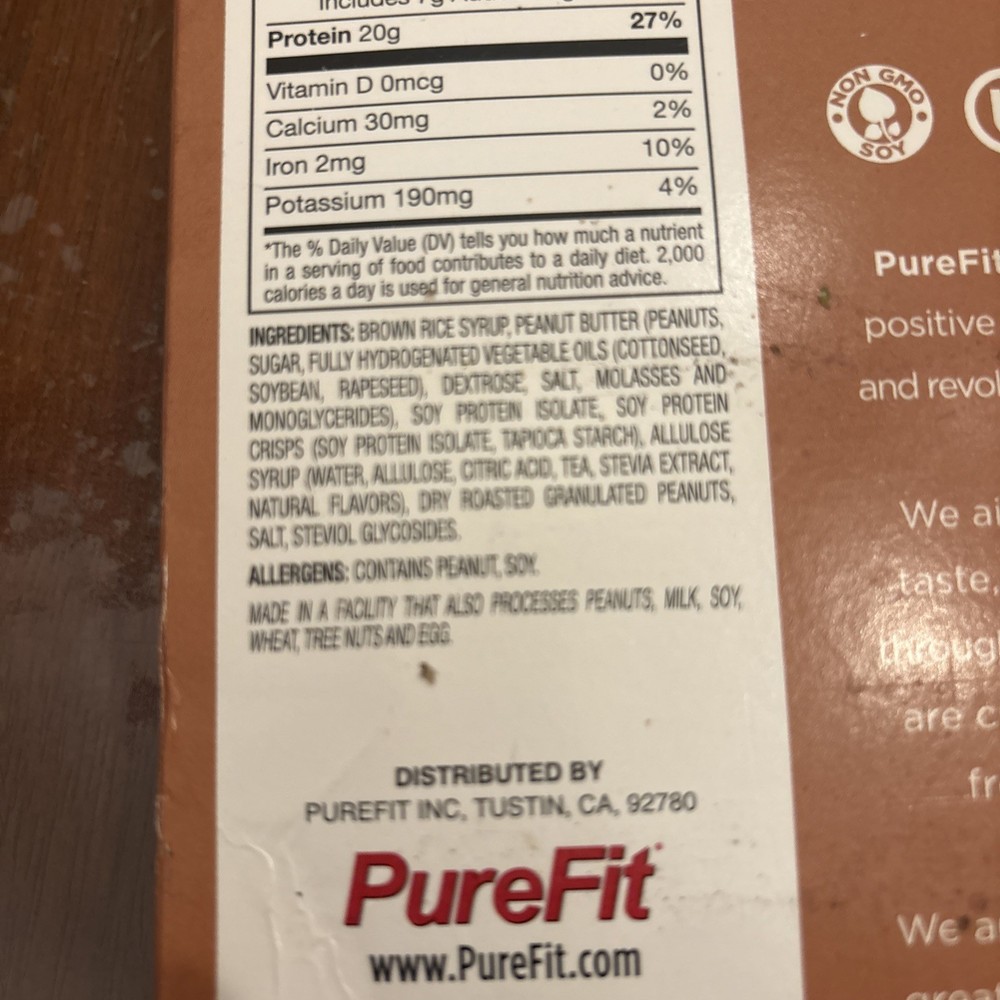 Plant Based PureFit Premium Protein Bars 15 Pack