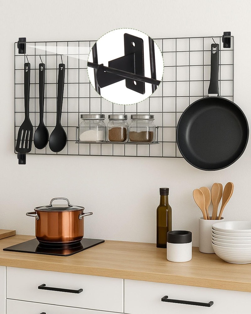 8 Pcs Gridwall Mount Brackets Metal Grid Wall Panel Display Hooks with Screws...