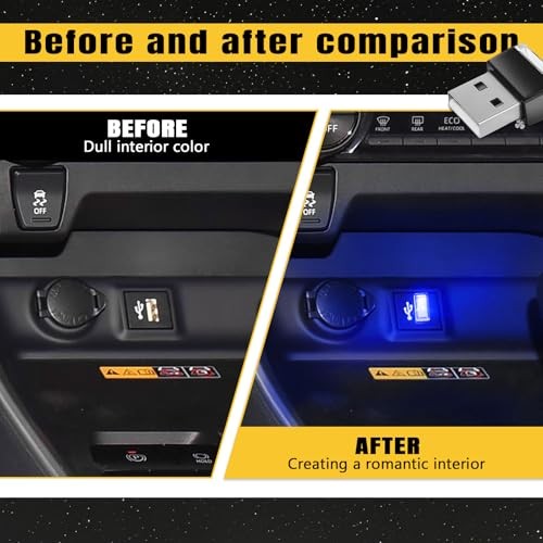 Wuyaoyao 4PCS USB LED Car Interior Atmosphere Lamp, Plug-in USB Interface Blue