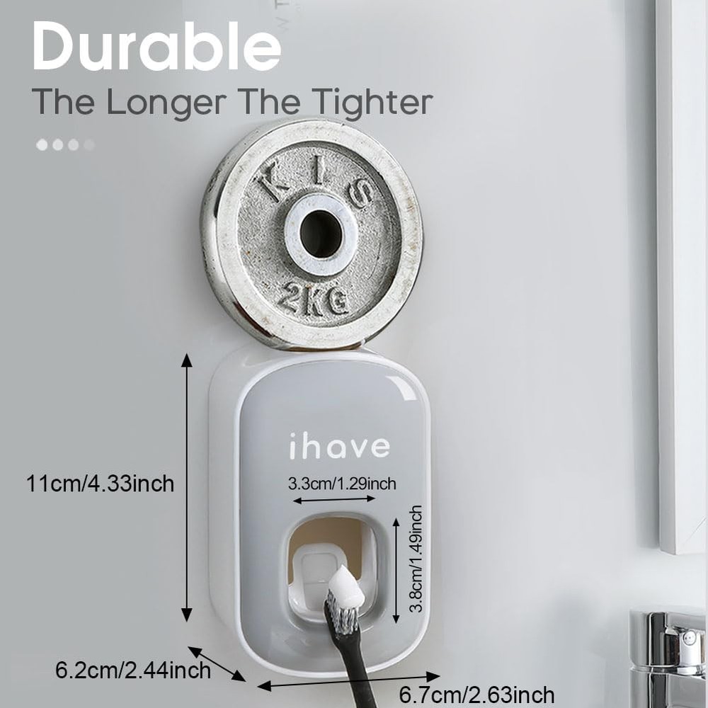 iHave Toothpaste Dispenser Wall Mount for Bathroom Automatic 1 P, Grey