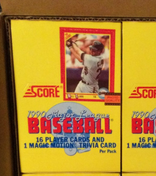 1990 SCORE BASEBALL BOX,36 PACKS PER BOX,FROM A FRESHLY OPENED CASE