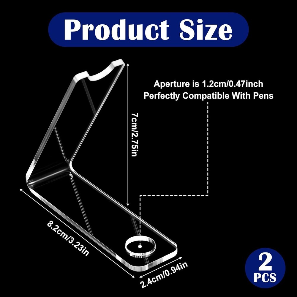 2 Pcs Acrylic Pen Display Stand, Clear Single Holder,