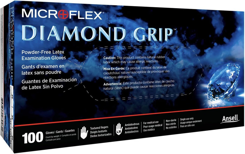 MF-300-XL Extra Large Diamond Grip Latex Gloves 100 Count