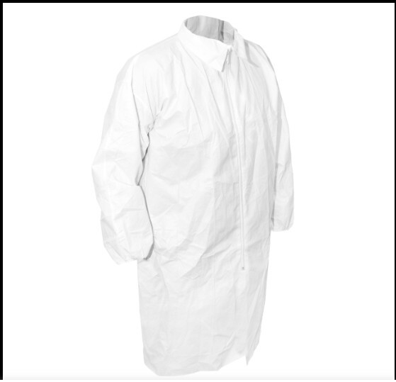 Integrity brand disposable zip front white lab coat size XL. 50/cs 603-3003