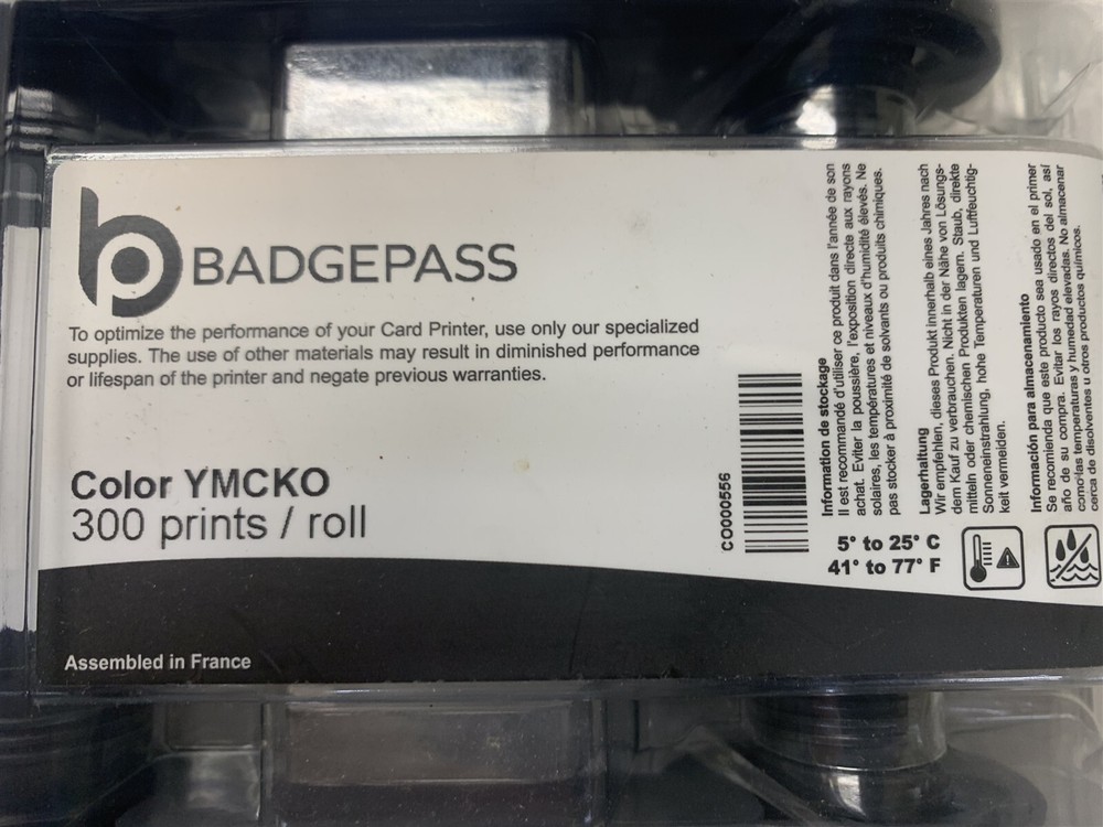 BADGEPASS YMCKO 300 PRINTS/ROLL