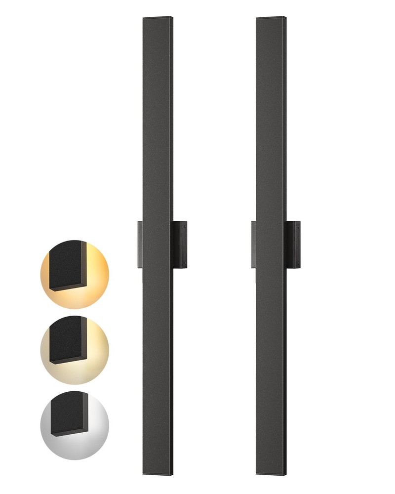 EDISHINE 39.3" Outdoor Wall Light Dimmable 3CCT IP65 Waterproof 2-Pack Black