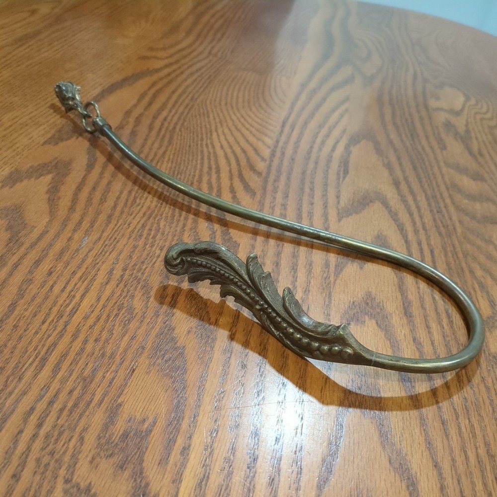 Large Vintage Brass Curtain Pull Back Hook. 16" Elegant Design.