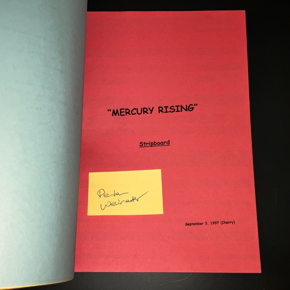 MERCURY RISING (9/5/97) Bruce Willis Sci-Fi +Notes +Markings +Alt. End +Strip Bd