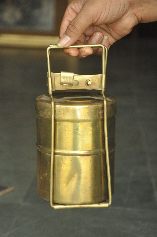 Vintage Brass 2 Compartment Handcrafted Solid Fine Lunch/Tiffin Box