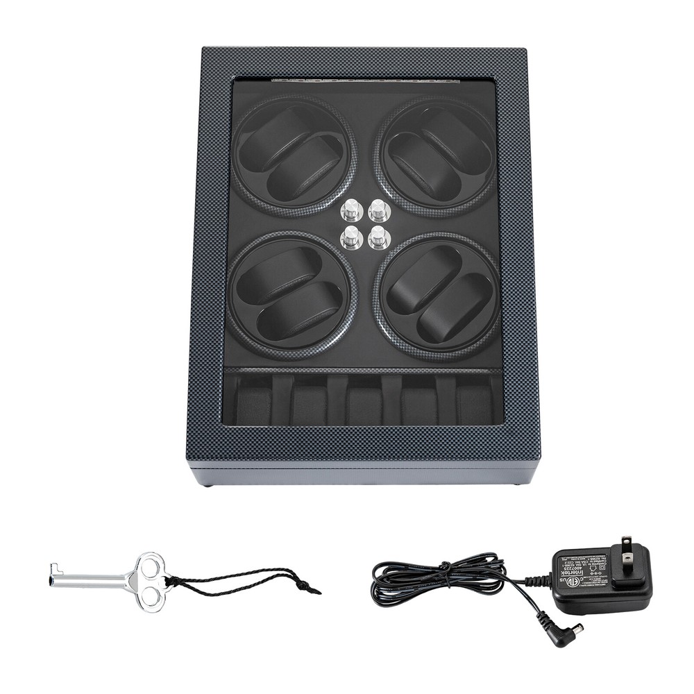 8+5 Watch Winder Box Automatic Rotation Watch Display Box Storage Case w/ Lock