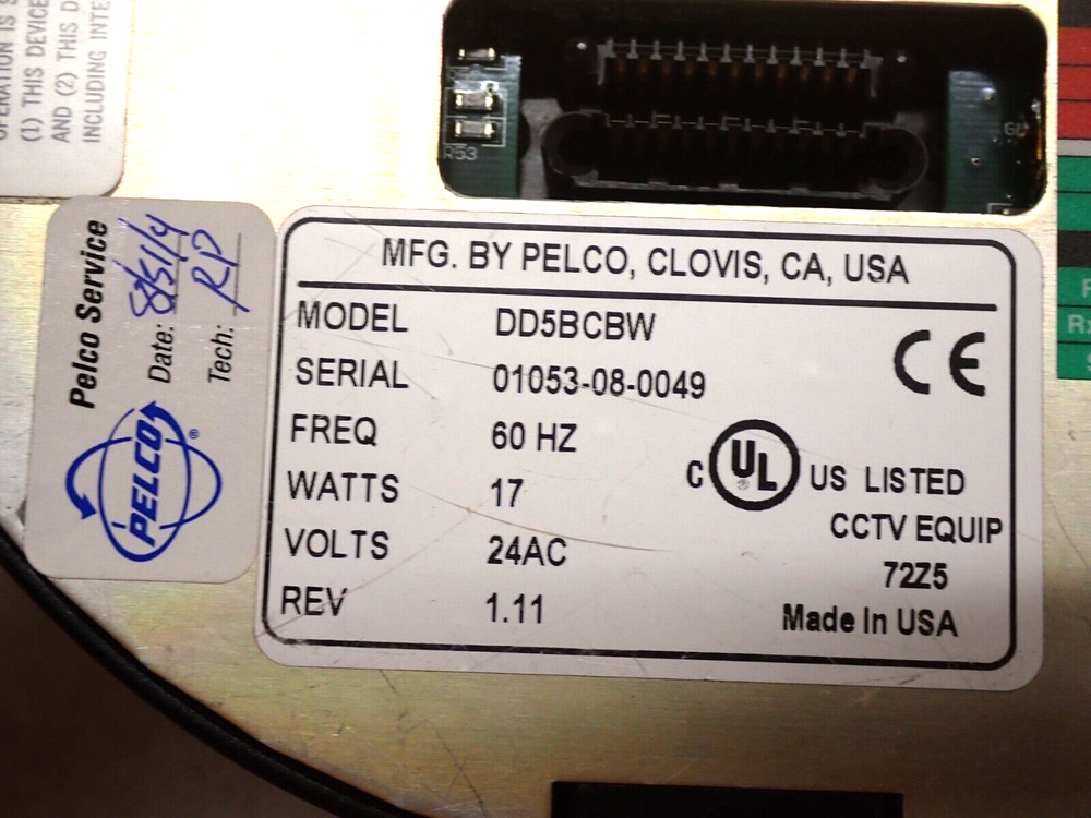 PELCO DD5BCBW 60HZ 24AC REV 1.11 CAMERA