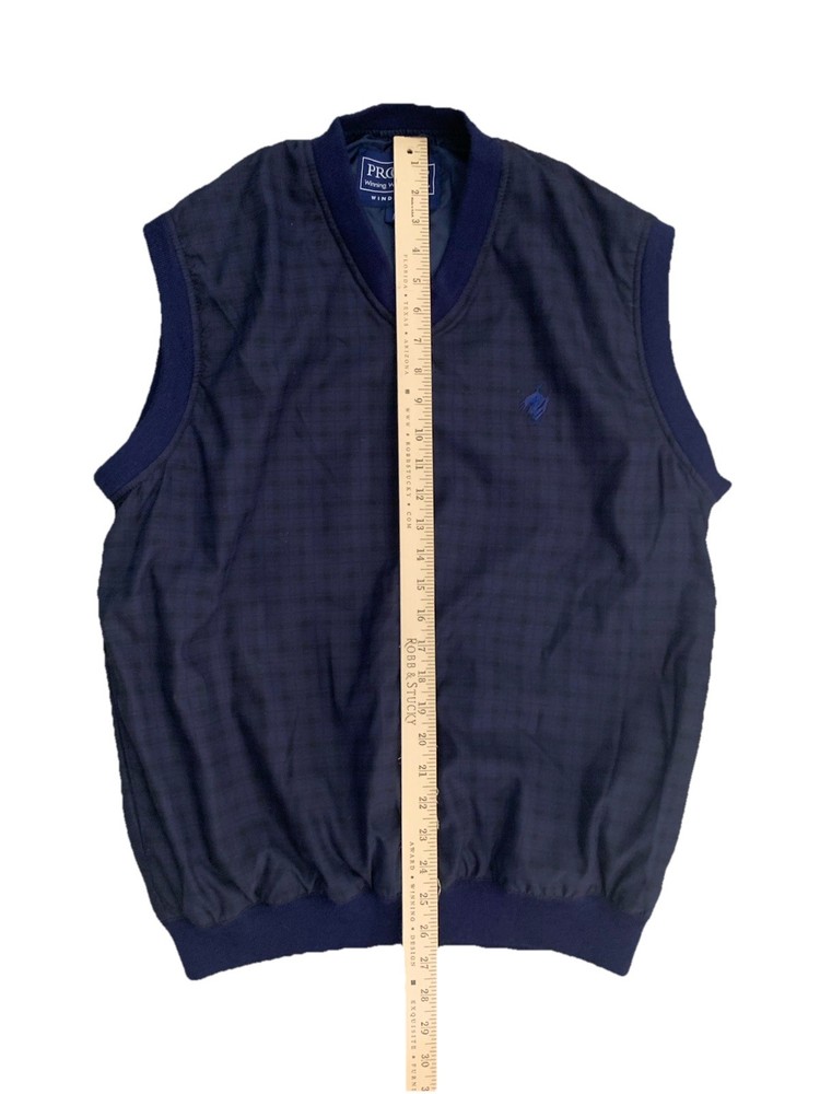 ProQuip Windshield Golf Vest Men’s Medium Navy Blue Plaid