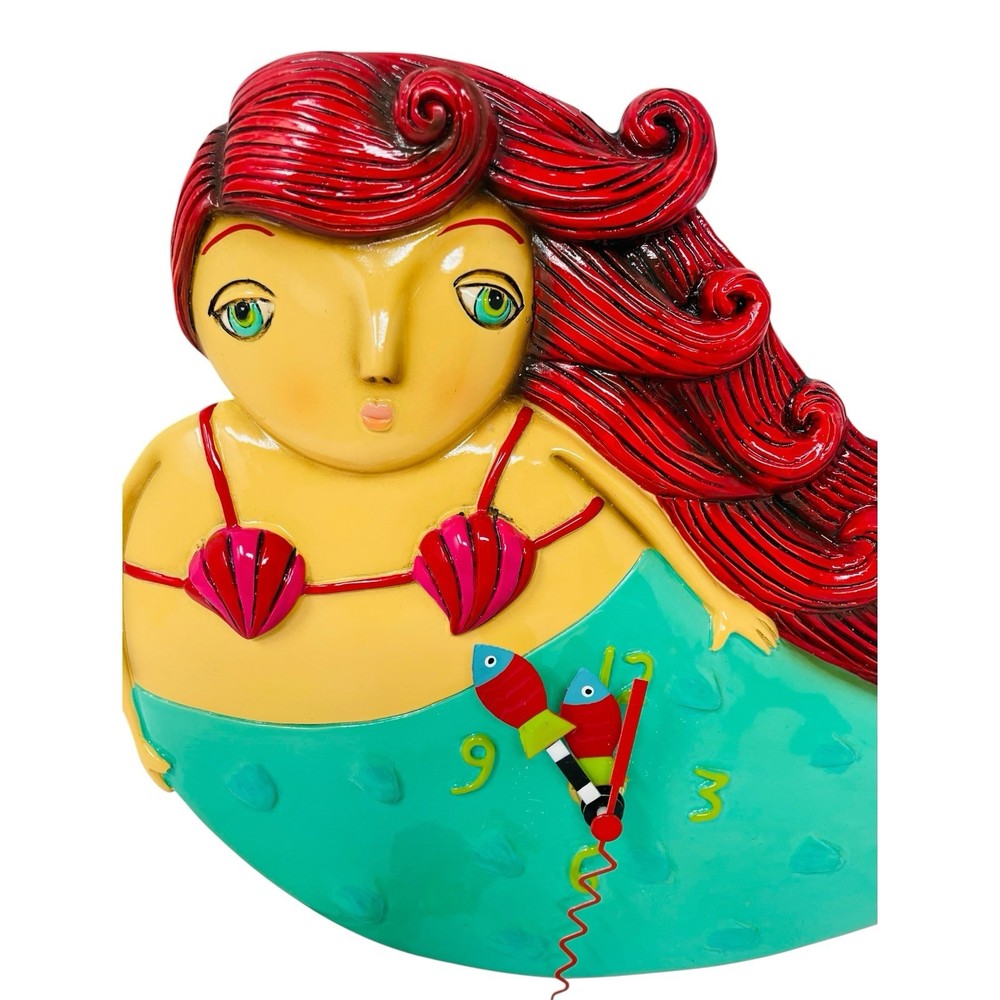Allen Designs Ruby Whimsical Mermaid Pendulum Wall Clock