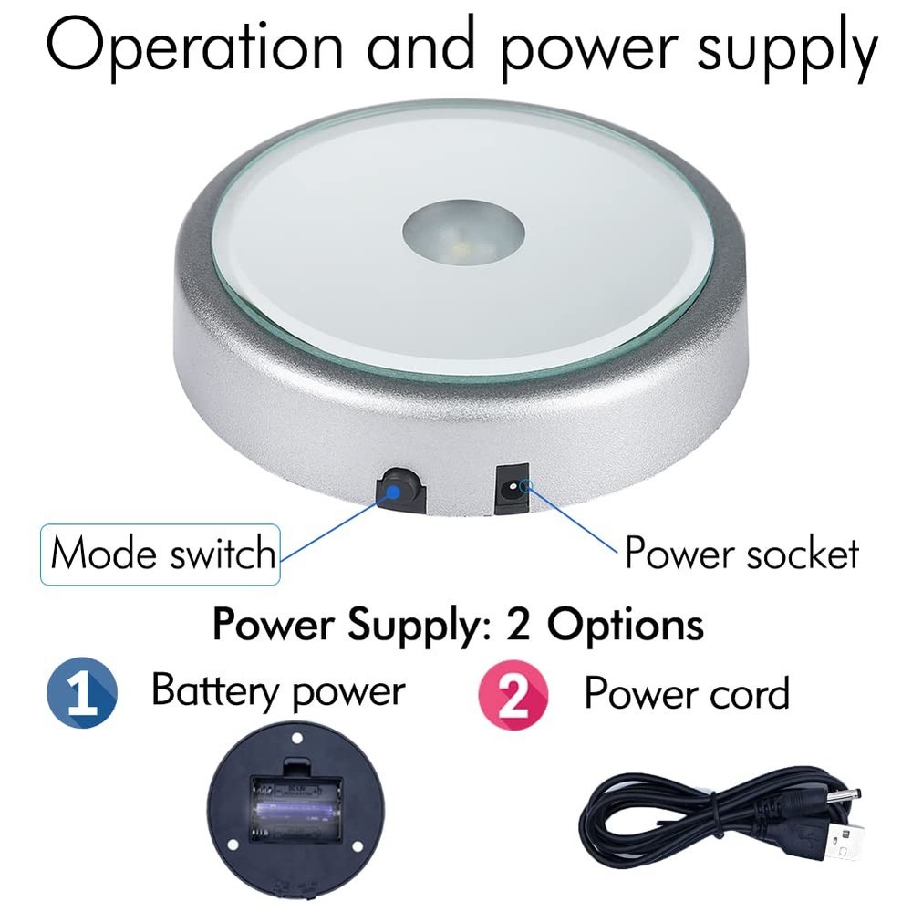 IFOLAINA LED Display Multicolor Light Base for 3D Crystal Art - Silver