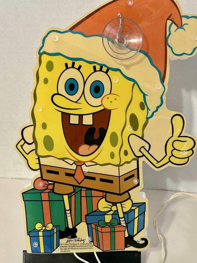 SpongeBob SquarePants 2011 Nickrlodeon 12”x 9” Christmas Light Plug In