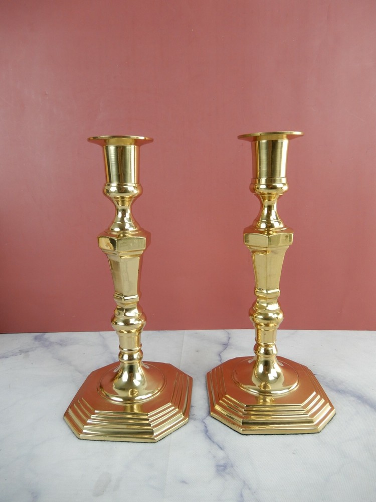Two Taper Brass Decorative Candle Holders 9"