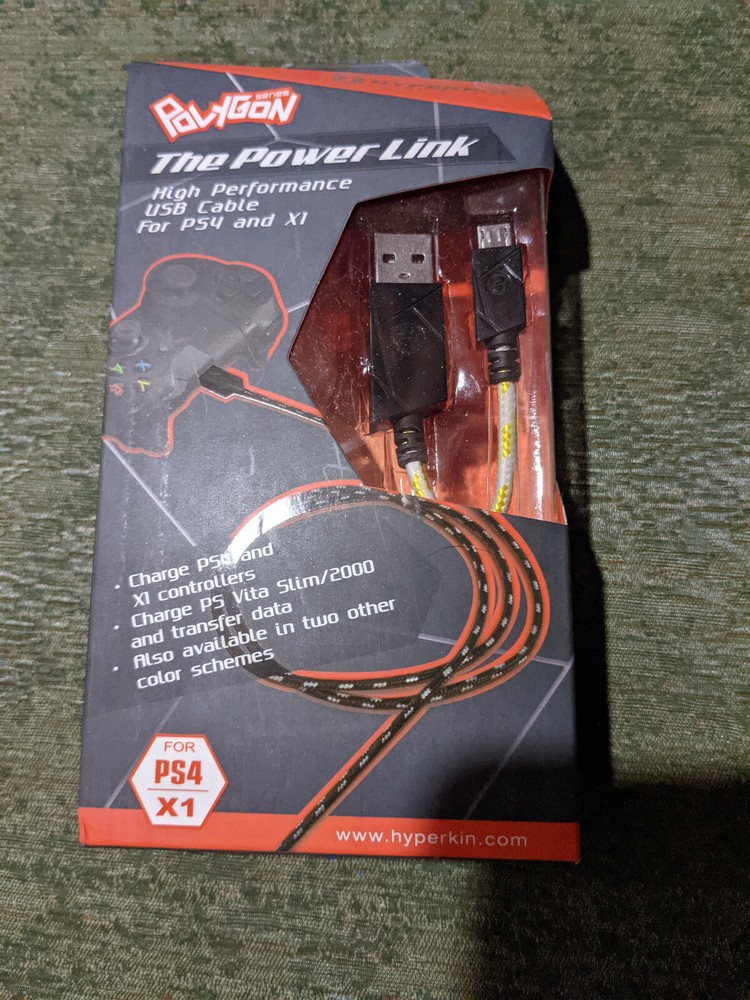 Polygon The Power Link High Performance USB Cable PS4 XBox One Yellow