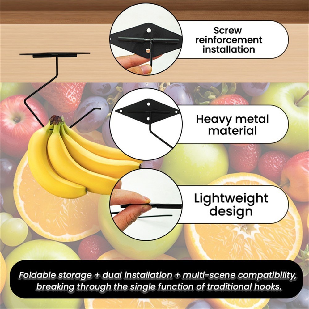 Heavy Duty Foldable Metal Hook for Kitchen Bananas and Home Organization