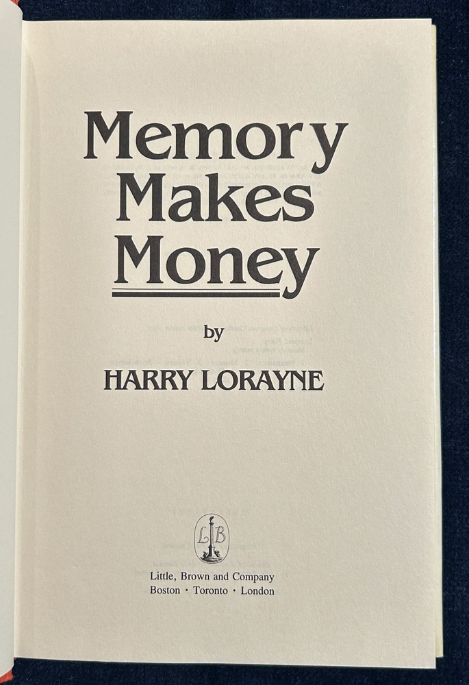 Autographed Memory Makes Money (Harry Lorayne) -1988
