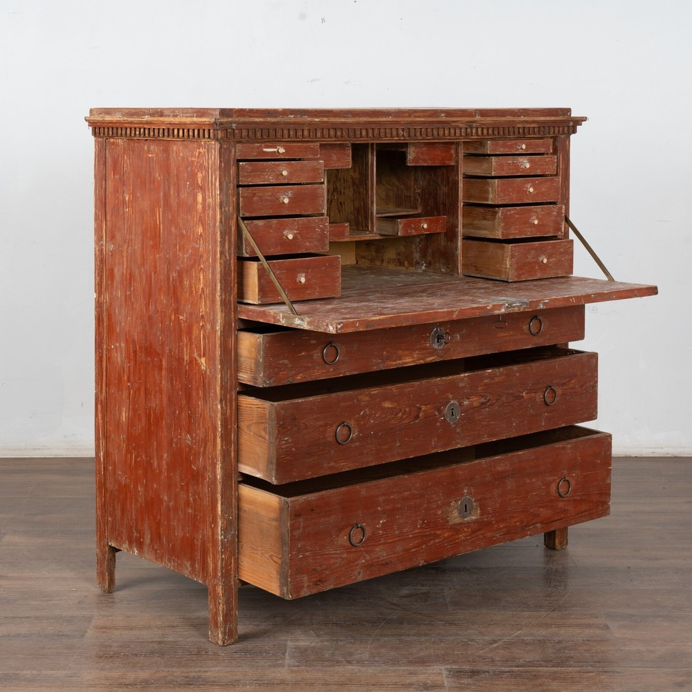 19th Century Rustic Swedish Painted Pine Secretary