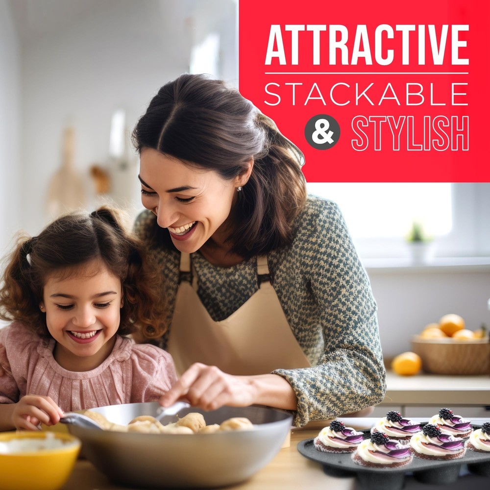 Bakken Swiss - Bakeware Set – 6 Piece – Stackable, Deluxe, Non-Stick