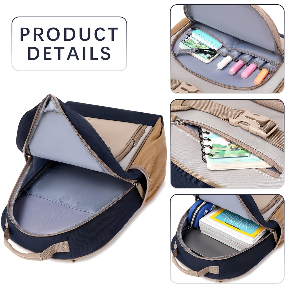 Brown Gray Elementary School Backpack for Boys Water-Resistant Ages 8-12