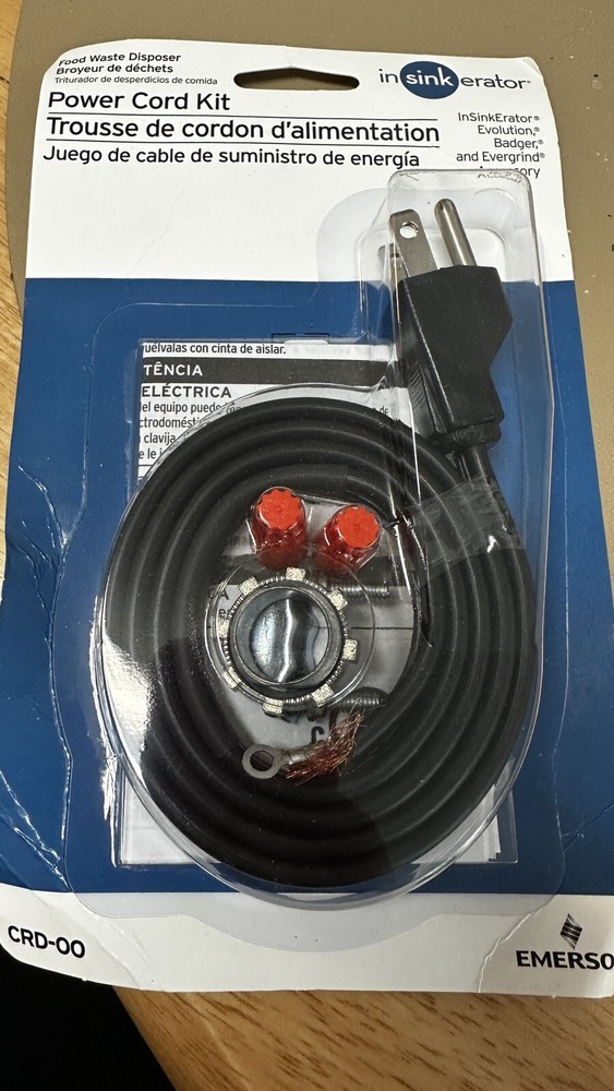 InSinkErator Garbage Disposal Power Cord Kit Black CRD-00