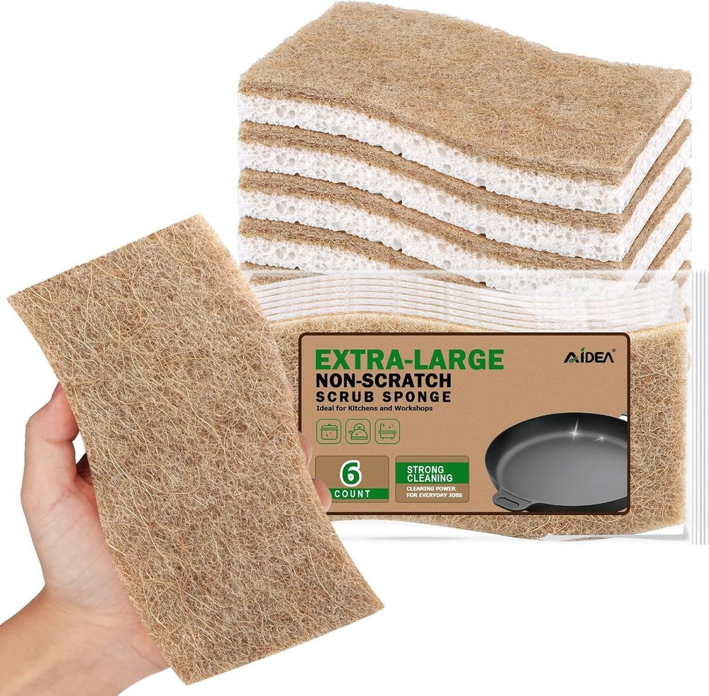 Extra Large Cellulose Sponges 6 Pack - Non-Scratch, Multi-Purpose Cleaning Power