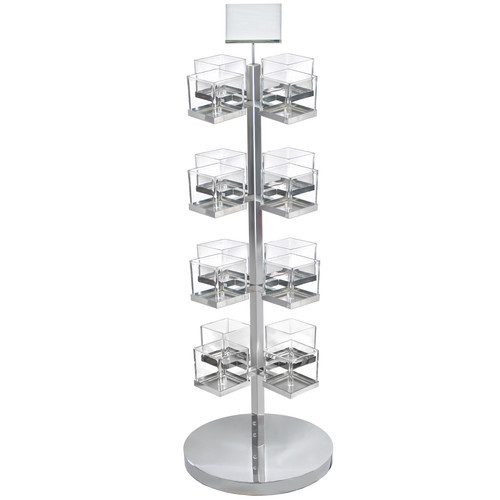 Azar Displays Chrome Arm Cube Bin Floor Tower Display