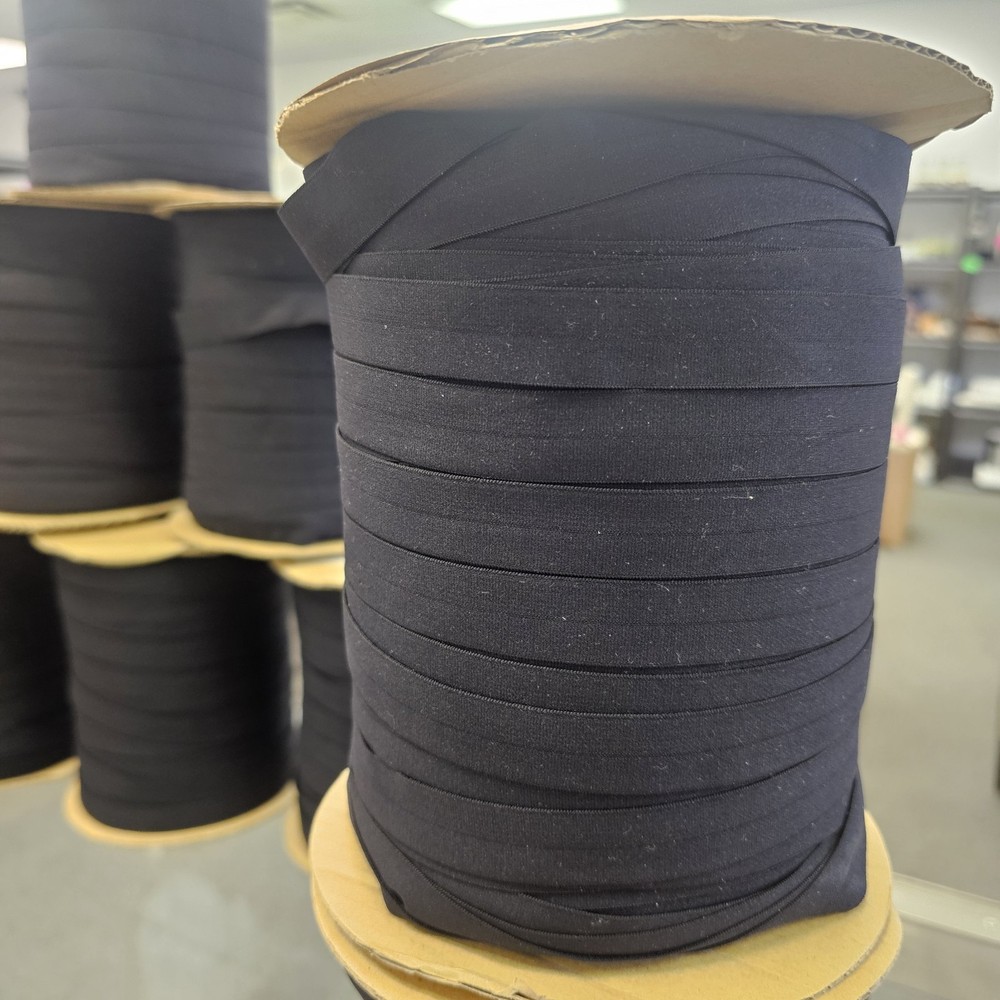 Black 3/4" (20mm) Fold Over Elastic 175 Yards (B002)