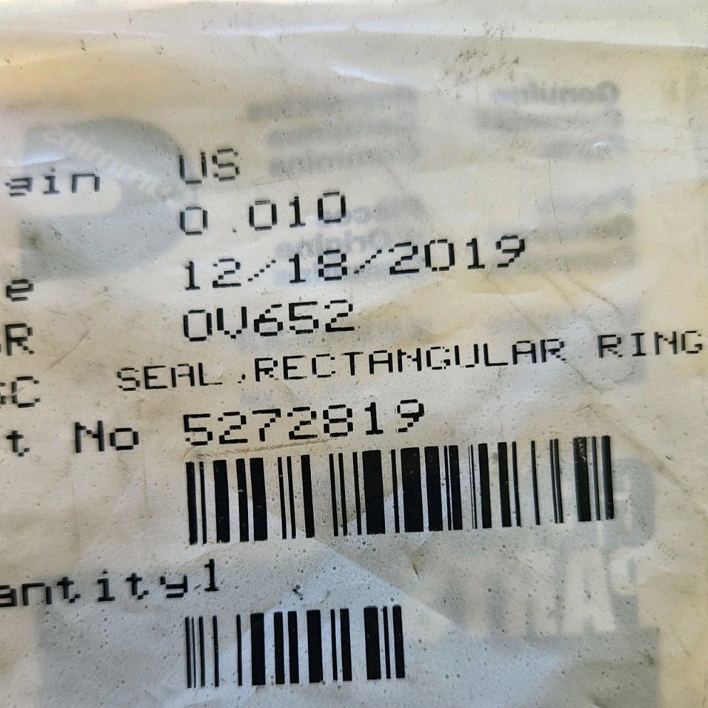 CUMMINS 5272819 RECTANGULAR RING SEAL OEM NOS 5272819 FREE SHIPPING