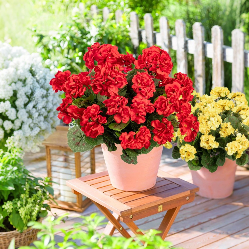 Artificial Flowers for Outdoors Artificial Geranium,8PCS Fake Flower Geranium...