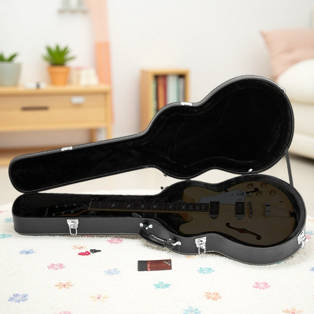 ES-335 Style Jazz Electric Guitar Hardshell Case - Lockable, Padded, Black