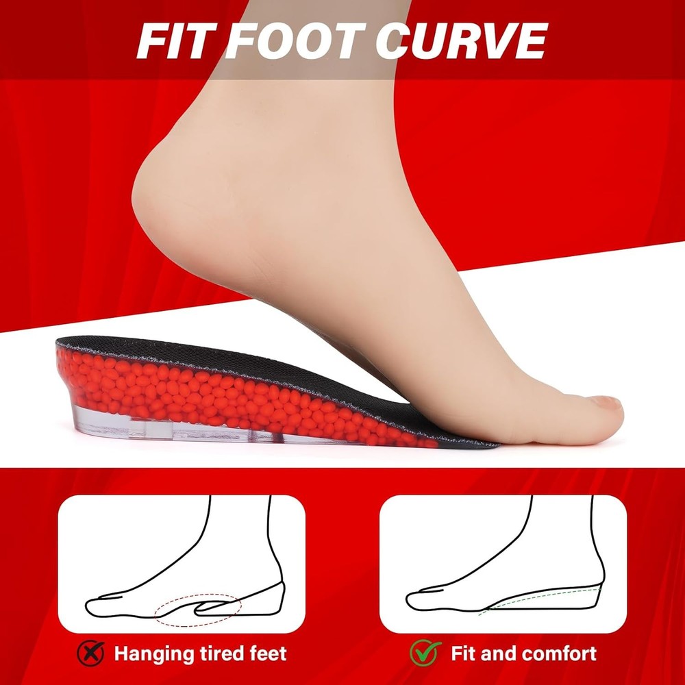 Adjustable Heel Lift Insoles Hidden Height Boost Shoe Inserts 1.8in