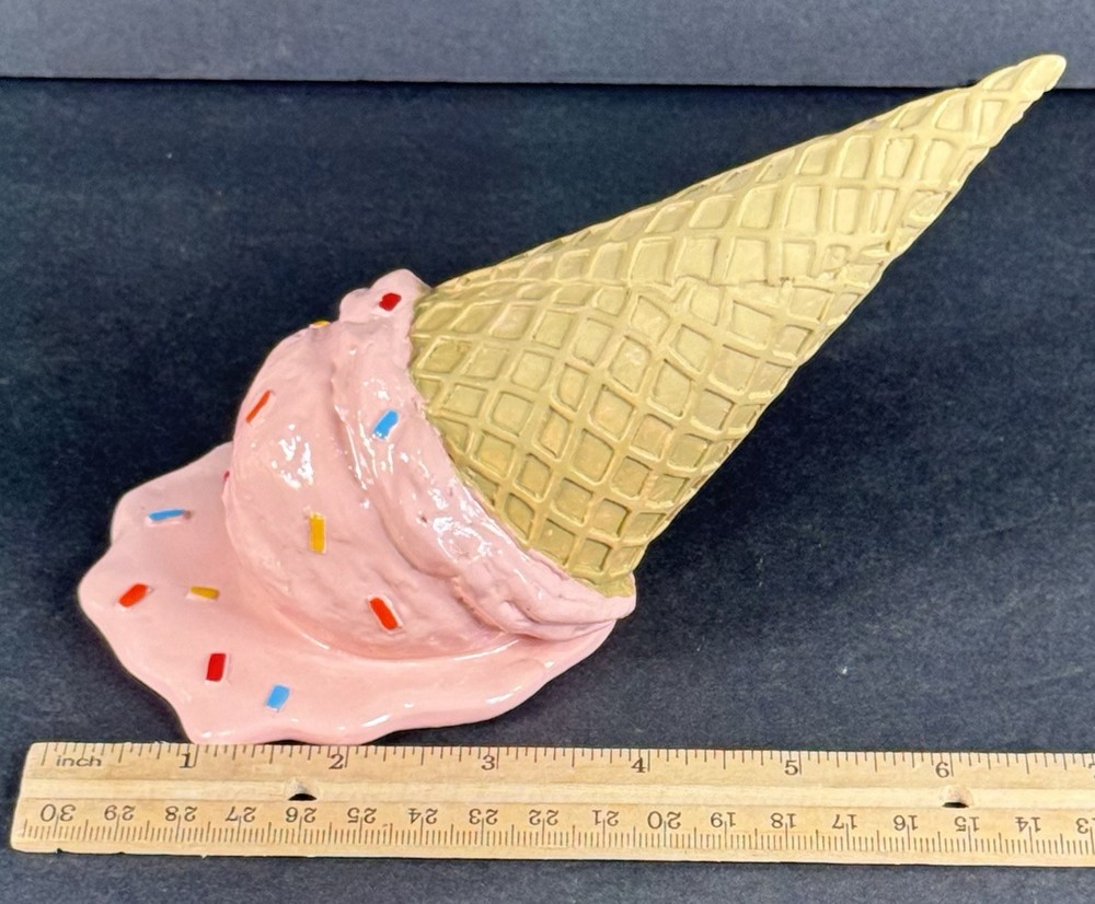 Faux Melting Ice Cream Cone Figurine
