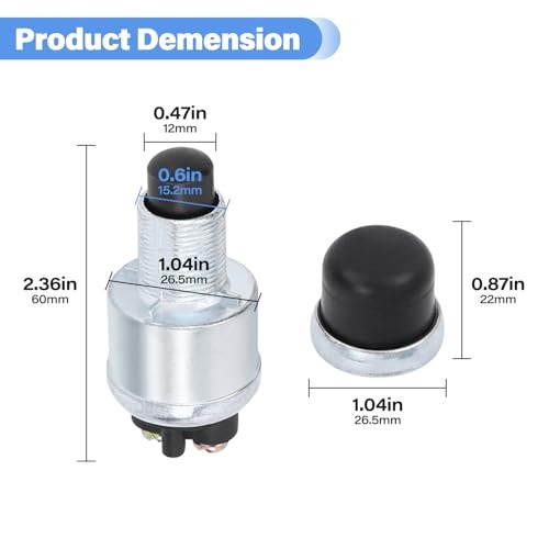 Engine Start Push Button Momentary Start Switch, 12V 50A Waterproof 2 PCS