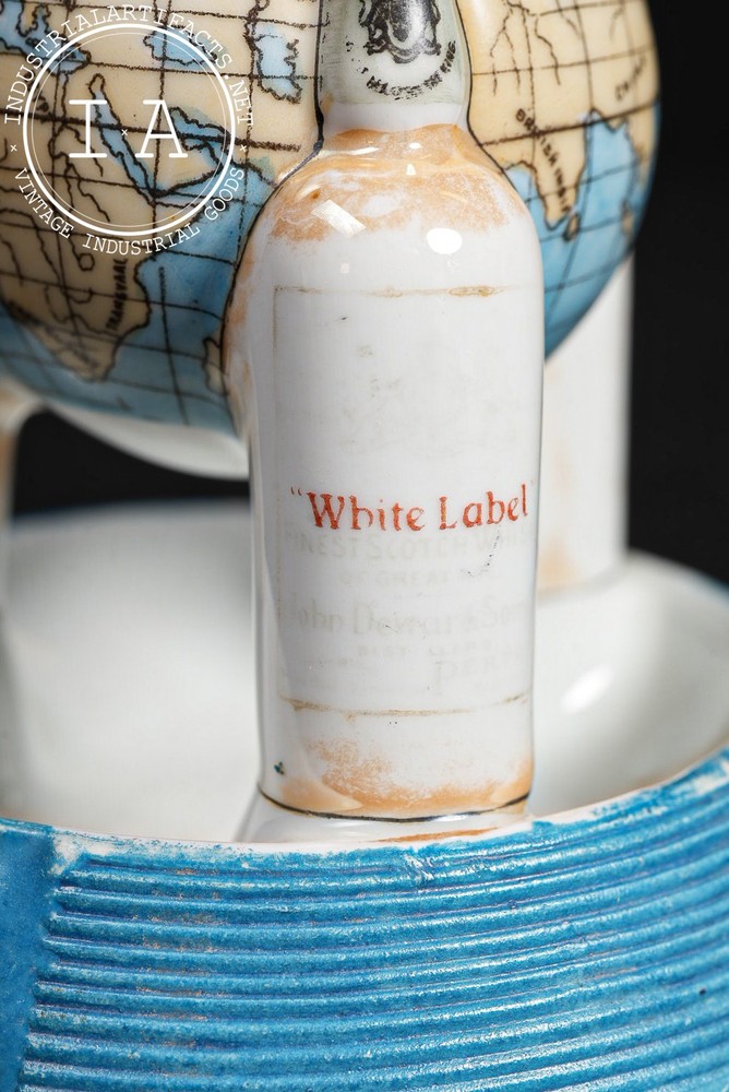 Dewar’s White Label Figural Globe Ceramic Match Holder