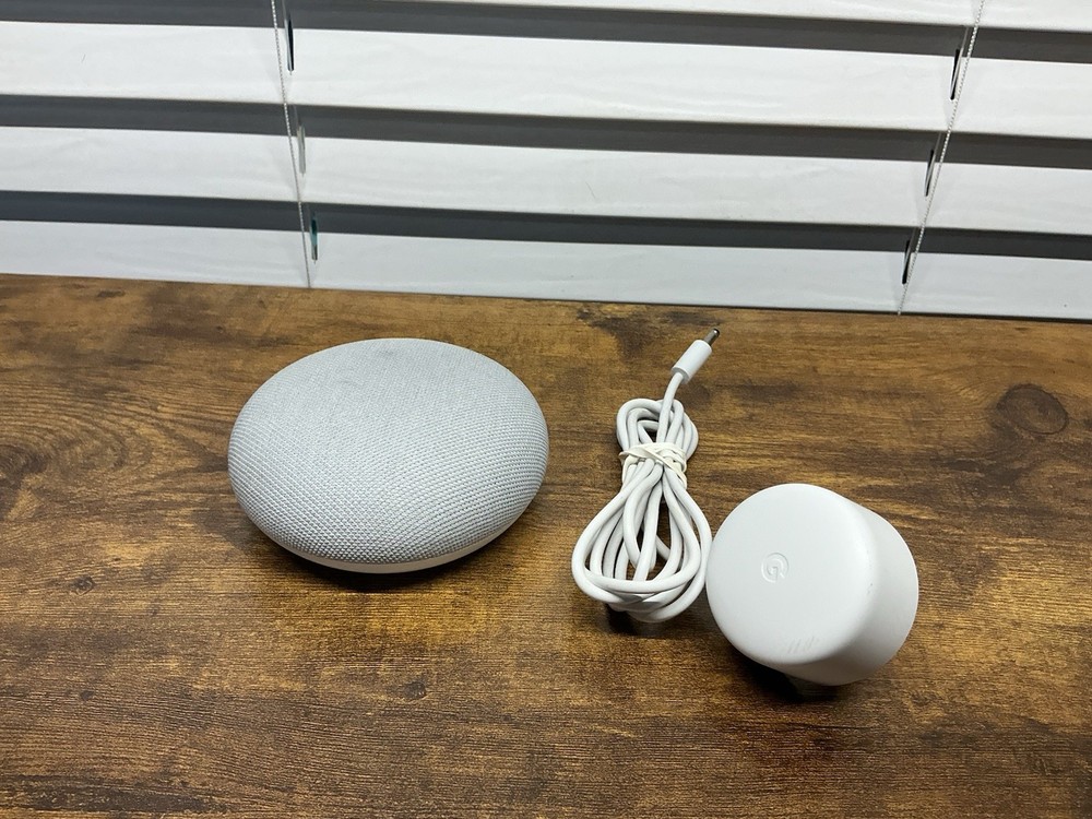 Google Home Model H2A Mini Smart Assistant Bluetooth Speaker Grey White Tested