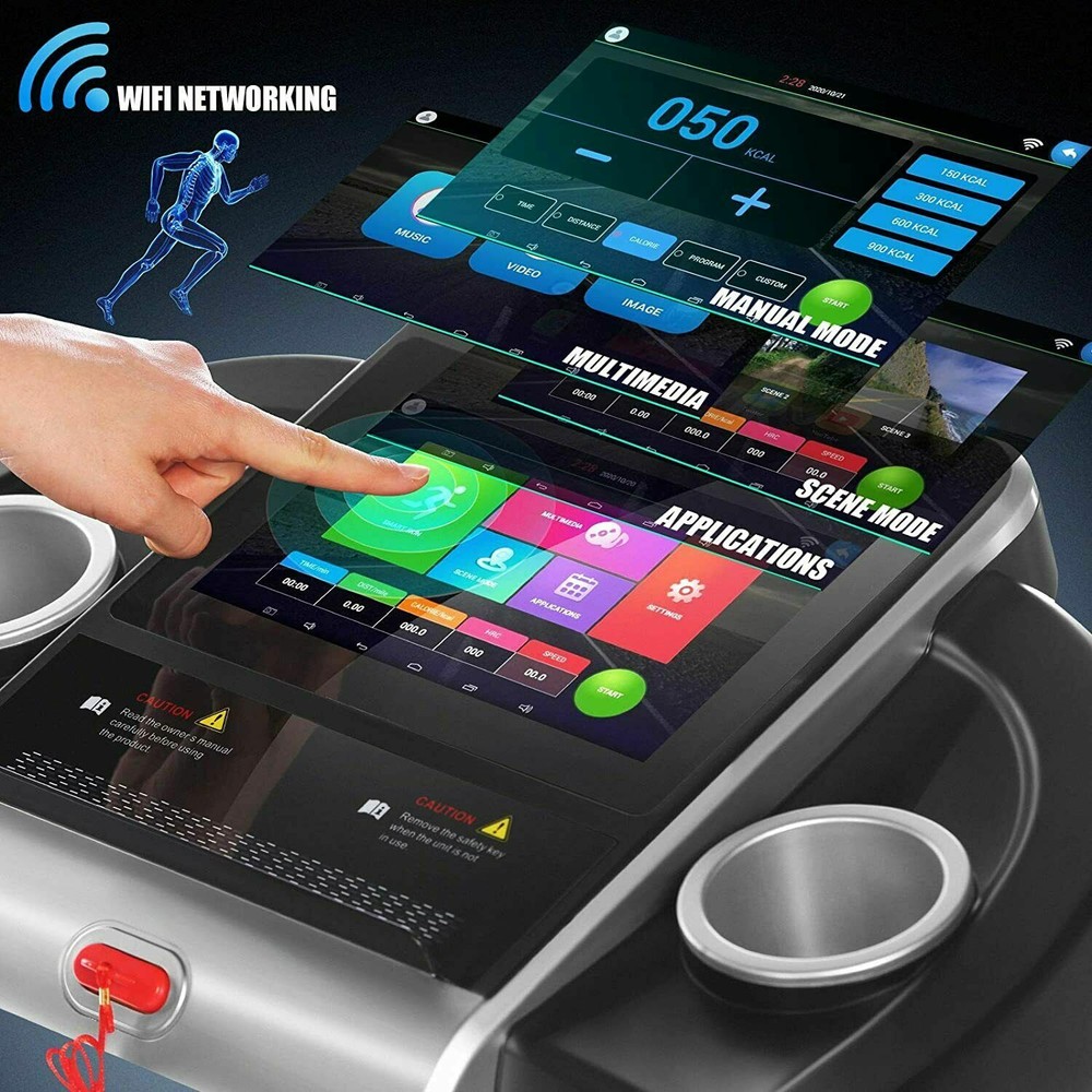 3.25HP Treadmill Electric Folding Smart Running Machine with 12" HD Touchscreen