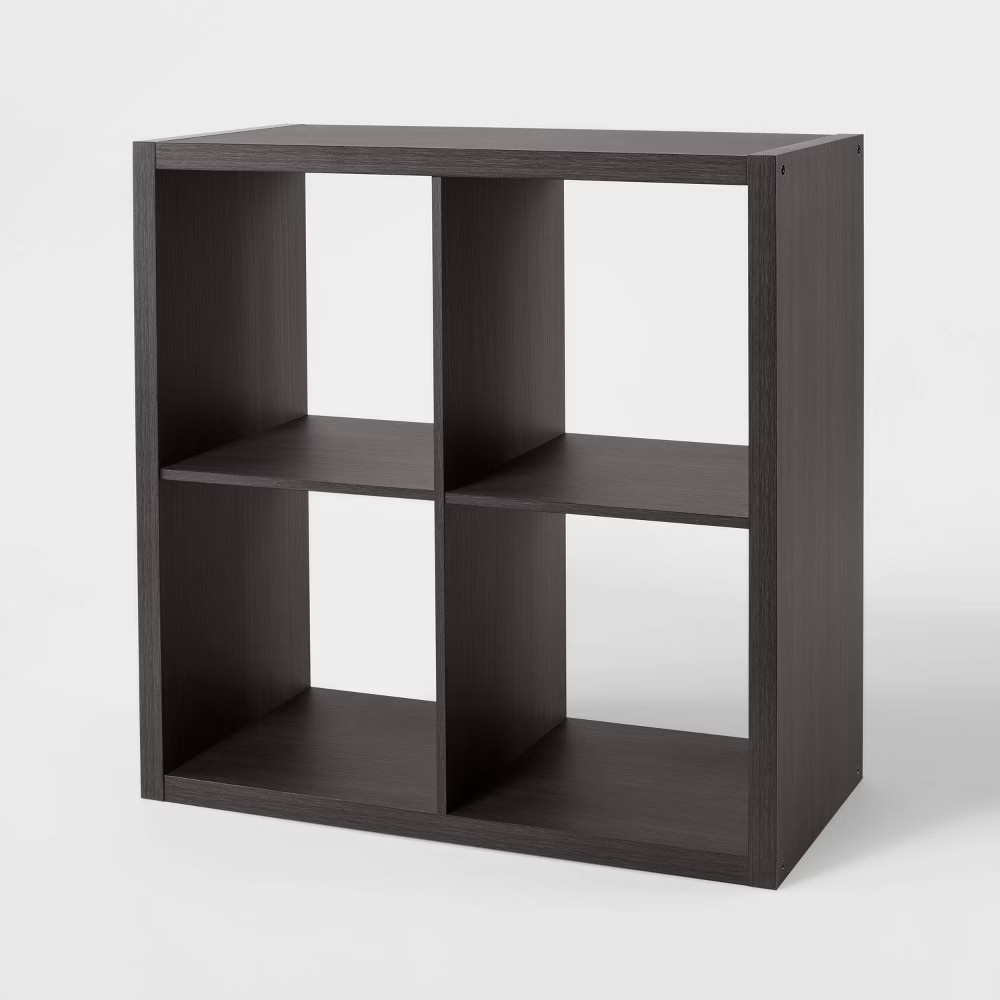 13" 4 Cube Organizer Black Oak - Brightroom: Decorative Bookshelf,