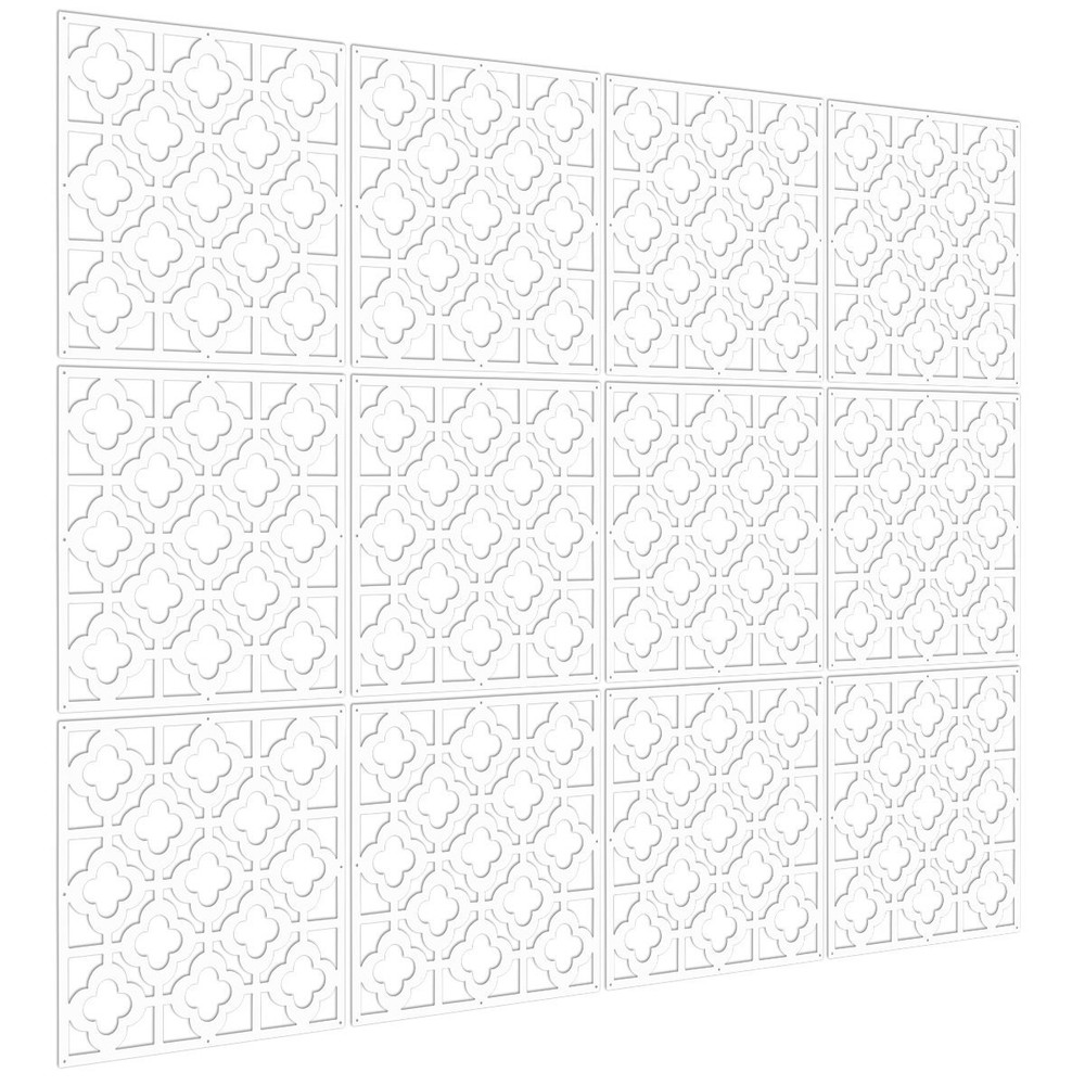 12 PCS White PVC Hanging Room Divider Decorative Screen Panel Home Office Decor