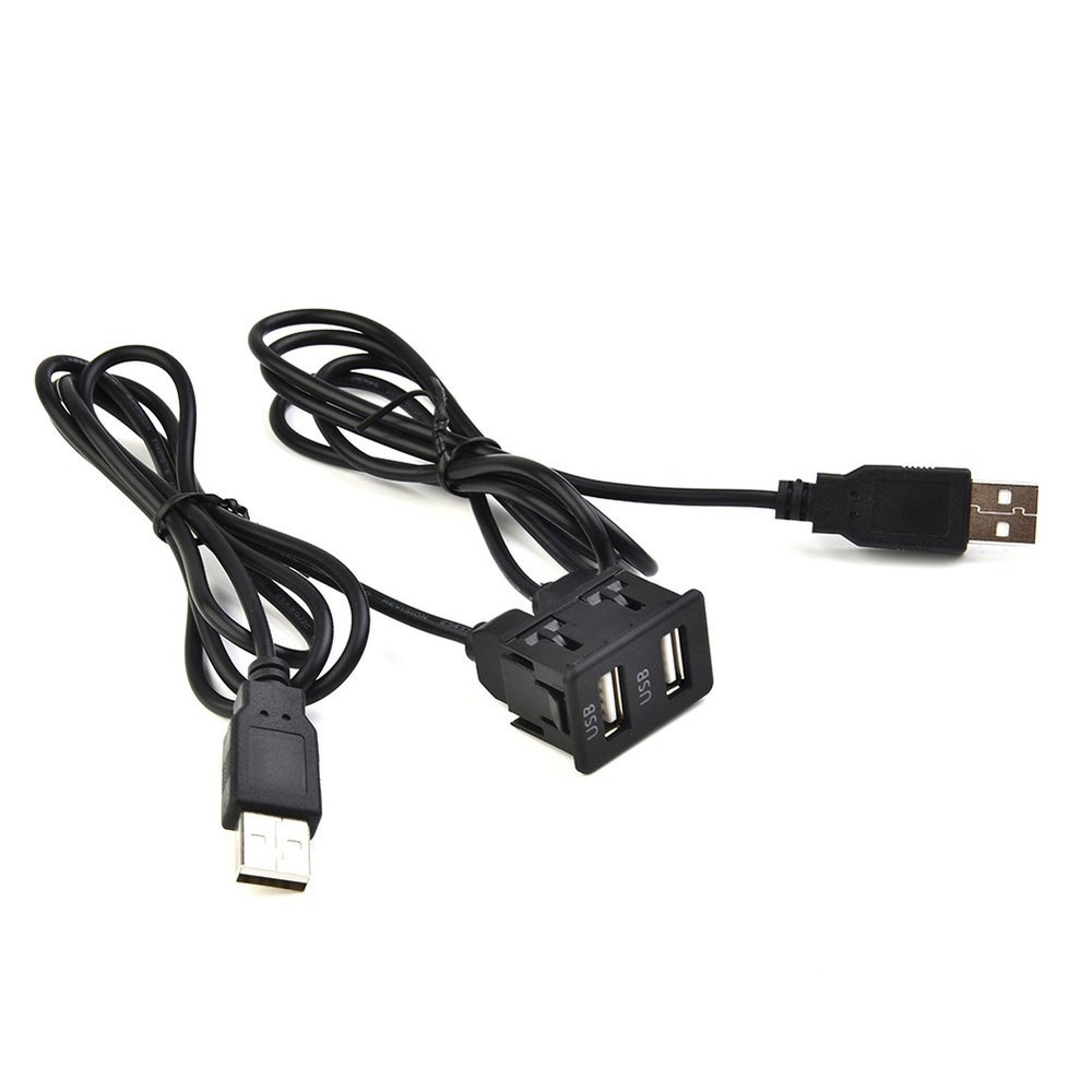 150CM Car Dash Flush Mount AUX USB Port Panel Dual USB Extension Adapter Cable