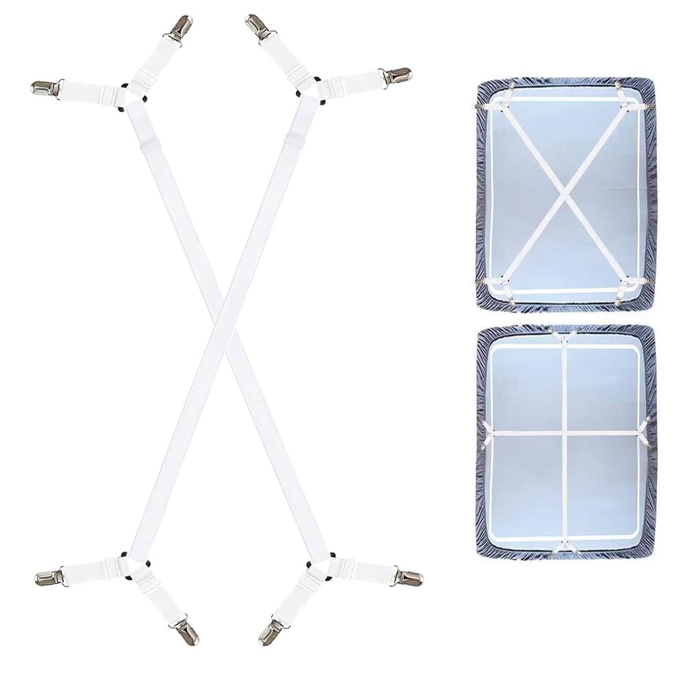 Bed Sheet Straps, Adjustable Durable Bed Sheet Holder Straps with Metal Clips...