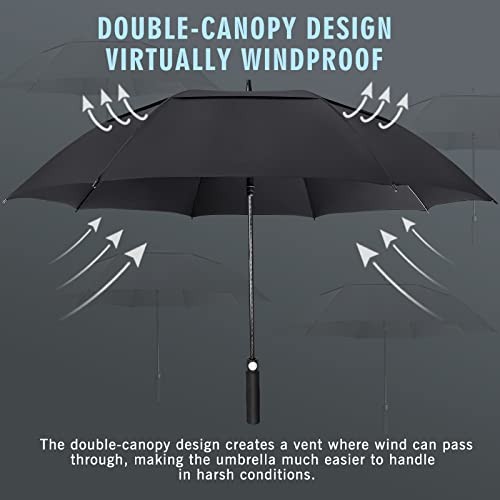 Golf Umbrella Windproof, Extra Large Oversized Heavy Duty Double 62 INCH Black