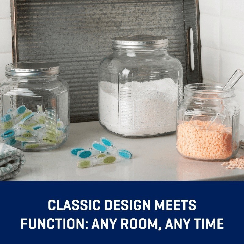 Glass Cracker Jar 2 Quart Food Storage Jar W/ Lid Stackable Durable Clear New