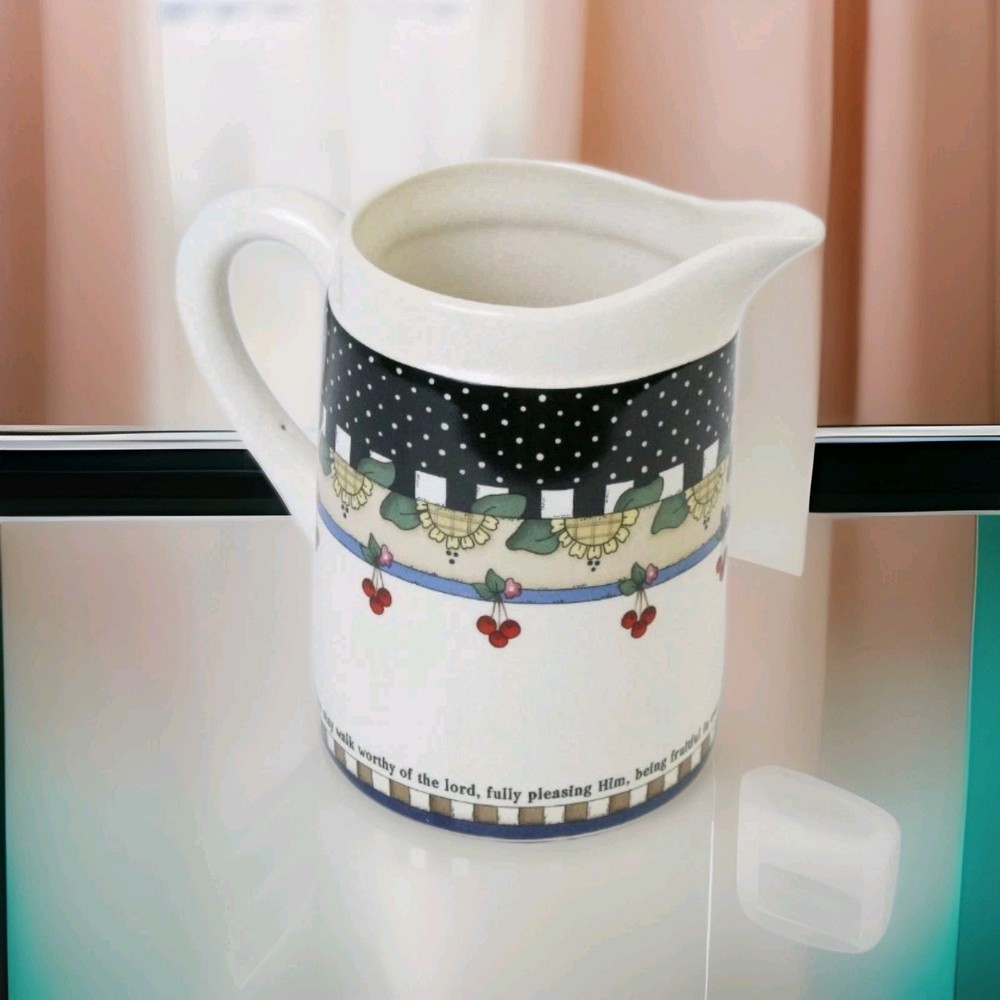 Pitcher DaySpring Retired 2001 Scripture Colossians 1:10 Ceramic 12" Tall Cherry