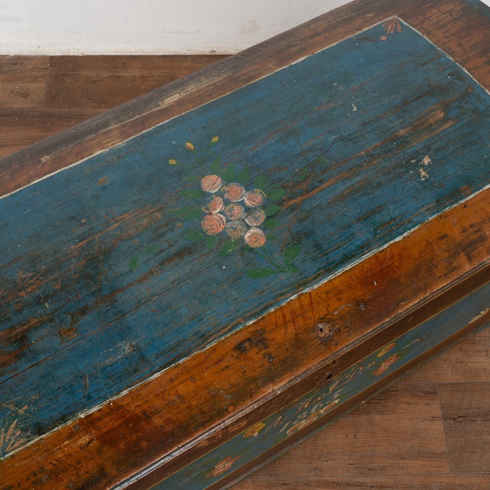 Original Hand Painted Swedish Dome Top Trunk dated 1865