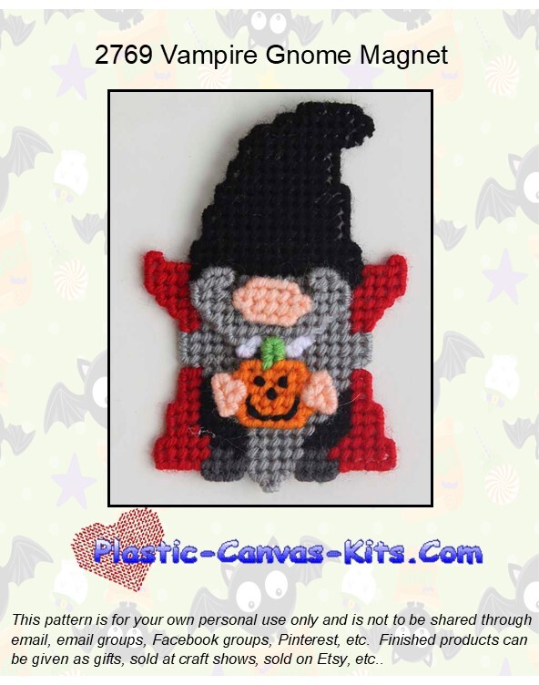 Vampire Gnome Magnet-Plastic Canvas Pattern or Kit