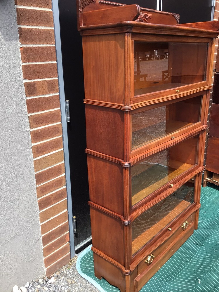 Wernicke System Elastic Stacking Bookcase in Mahogany with Corner Columns